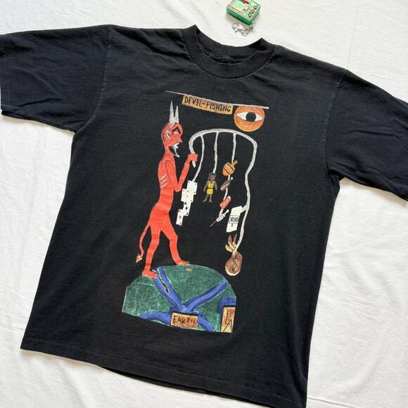 Vintage 90's House of Blues Devil Fishing T-Shirt - L - Picture 1 of 6